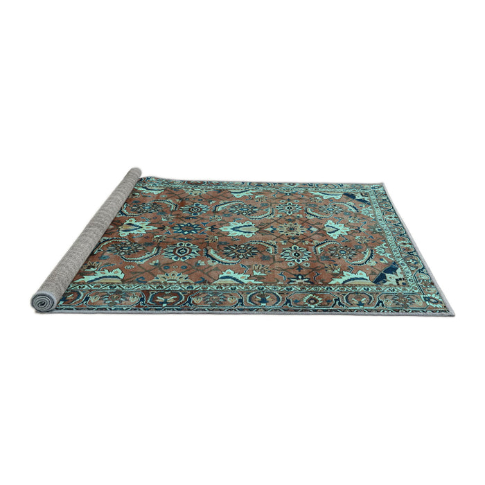 Sideview of Machine Washable Persian Light Blue Traditional Rug, wshtr1206lblu