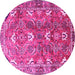 Round Persian Pink Traditional Rug, tr1206pnk