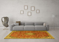 Machine Washable Persian Yellow Traditional Rug, wshtr1207yw