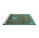 Sideview of Machine Washable Persian Turquoise Traditional Area Rugs, wshtr1207turq