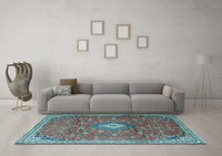 Machine Washable Persian Light Blue Traditional Rug, wshtr1207lblu