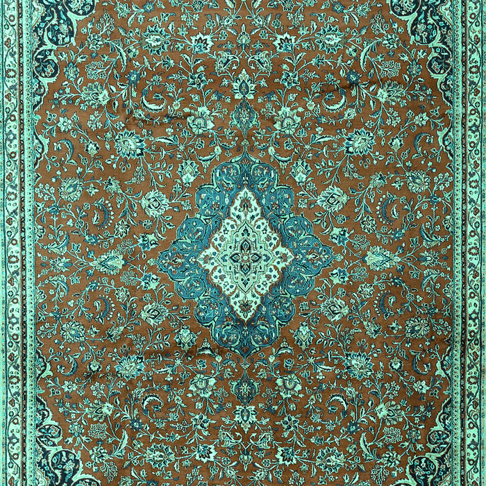 Machine Washable Persian Turquoise Traditional Area Rugs, wshtr1207turq