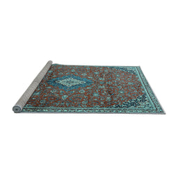 Sideview of Machine Washable Persian Light Blue Traditional Rug, wshtr1207lblu