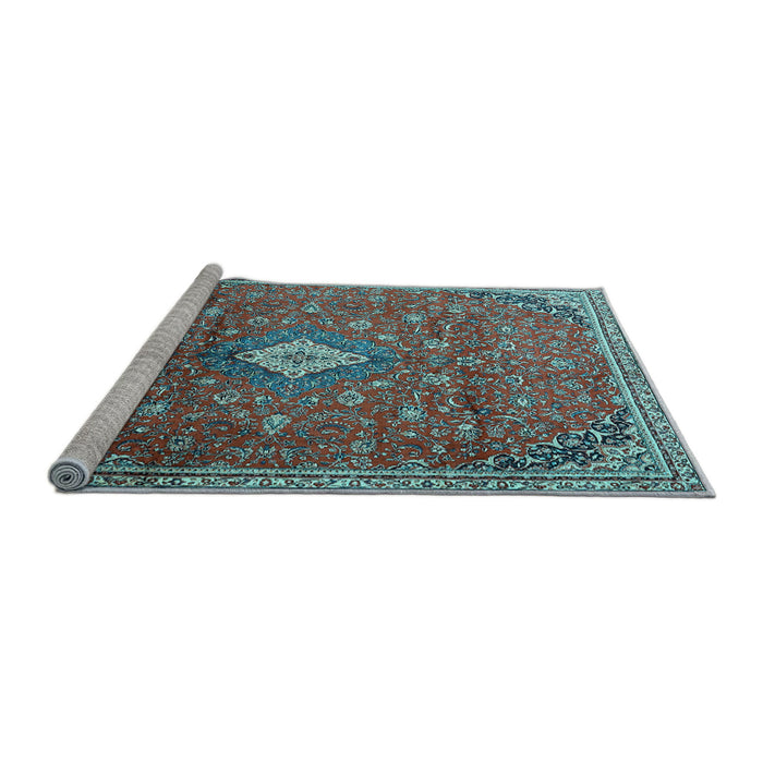 Sideview of Machine Washable Persian Light Blue Traditional Rug, wshtr1207lblu
