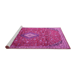 Sideview of Machine Washable Persian Pink Traditional Rug, wshtr1207pnk
