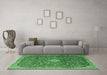 Machine Washable Persian Emerald Green Traditional Area Rugs in a Living Room,, wshtr1207emgrn