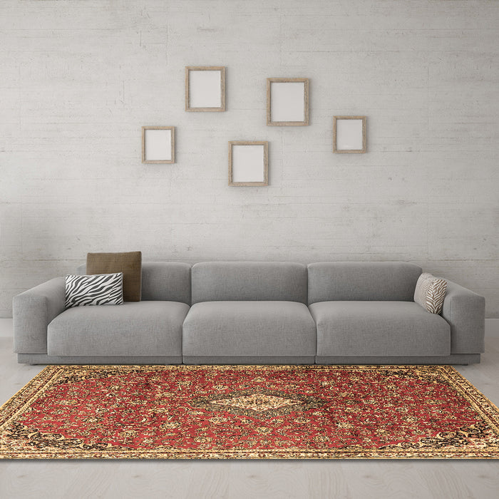 Machine Washable Persian Brown Traditional Rug in a Living Room,, wshtr1207brn