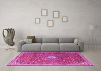 Machine Washable Persian Pink Traditional Rug, wshtr1207pnk