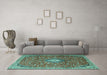 Machine Washable Persian Turquoise Traditional Area Rugs in a Living Room,, wshtr1207turq