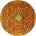 Round Persian Yellow Traditional Rug, tr1207yw