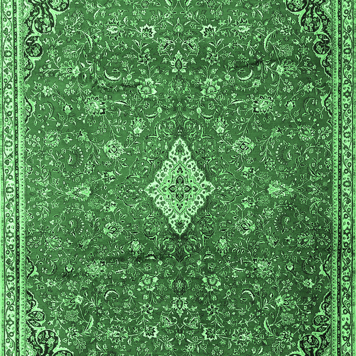 Machine Washable Persian Emerald Green Traditional Area Rugs, wshtr1207emgrn