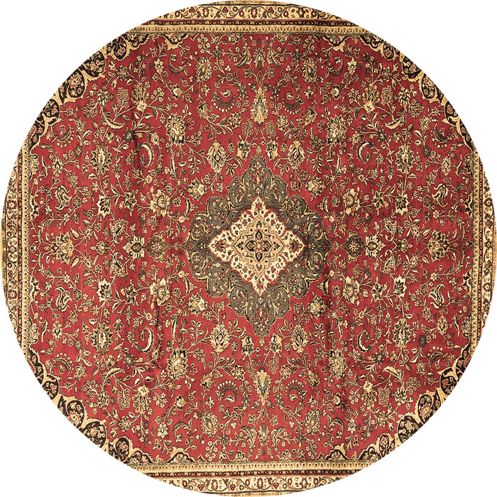 Round Persian Brown Traditional Rug, tr1207brn