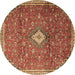 Round Persian Brown Traditional Rug, tr1207brn