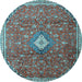 Round Machine Washable Persian Light Blue Traditional Rug, wshtr1207lblu