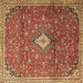 Square Persian Brown Traditional Rug, tr1207brn
