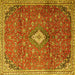 Square Machine Washable Persian Yellow Traditional Rug, wshtr1207yw