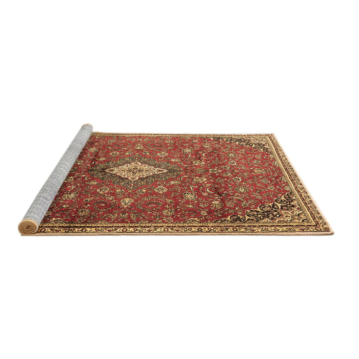 Sideview of Machine Washable Persian Brown Traditional Rug, wshtr1207brn