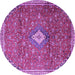 Round Machine Washable Persian Purple Traditional Area Rugs, wshtr1207pur