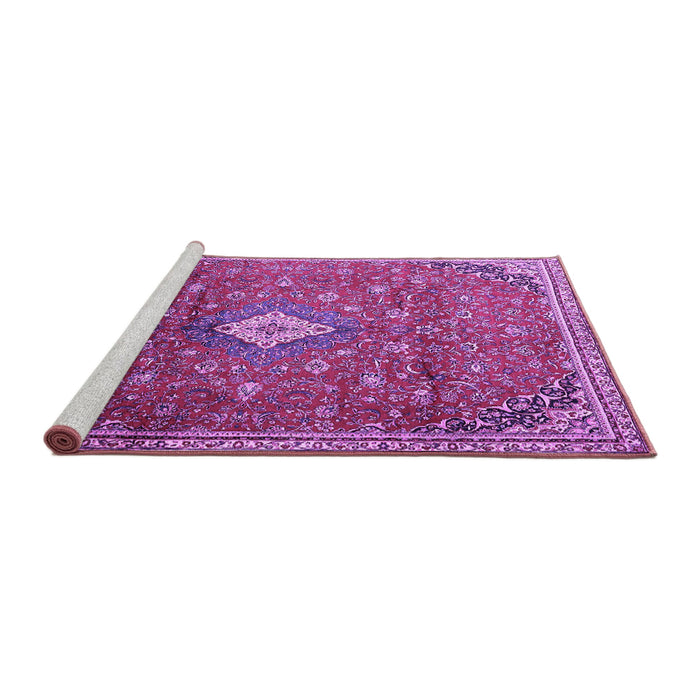 Sideview of Machine Washable Persian Purple Traditional Area Rugs, wshtr1207pur