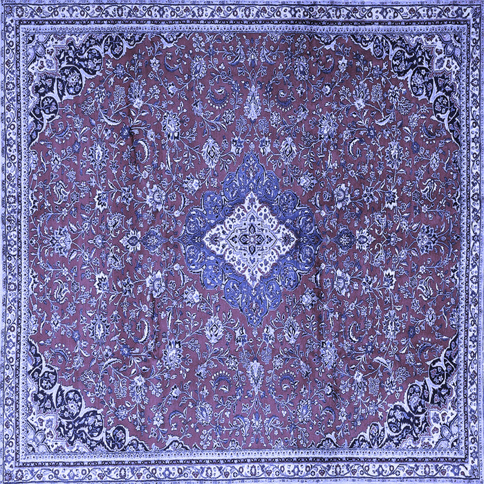 Square Machine Washable Persian Blue Traditional Rug, wshtr1207blu