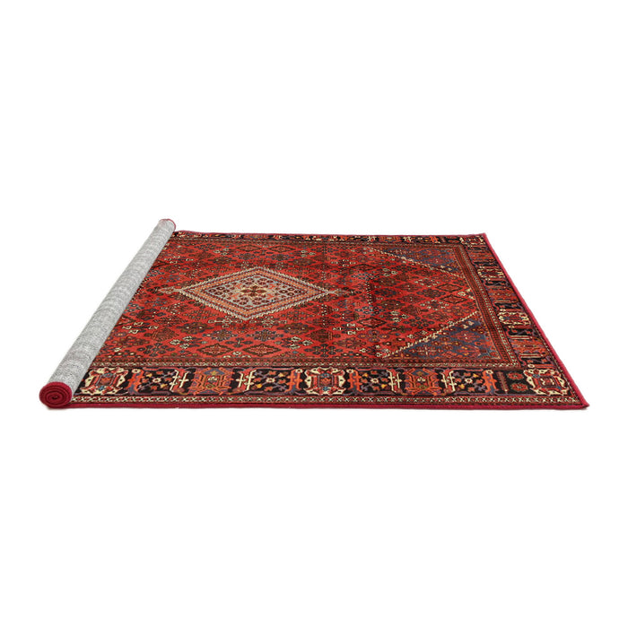Sideview of Machine Washable Traditional Tomato Red Rug, wshtr1208