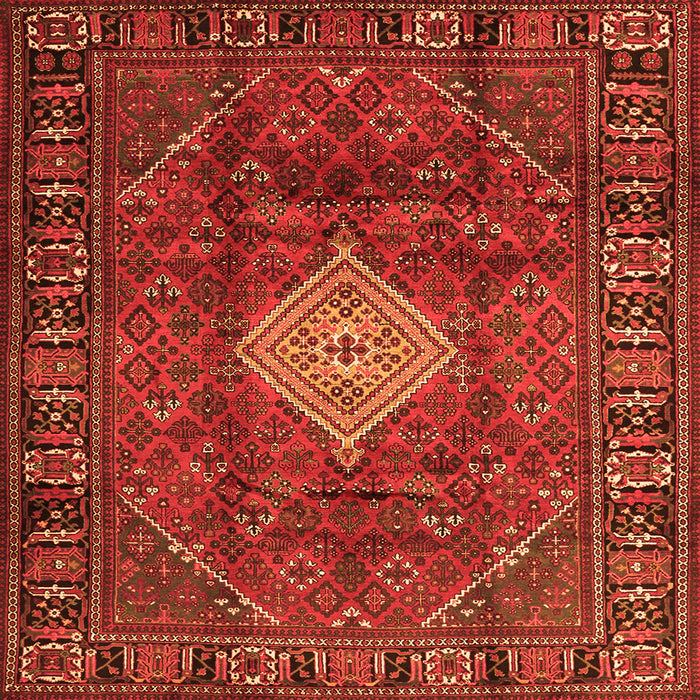 Round Machine Washable Persian Orange Traditional Area Rugs, wshtr1208org