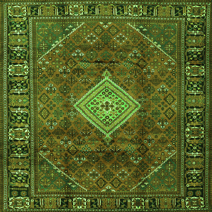 Round Machine Washable Persian Green Traditional Area Rugs, wshtr1208grn
