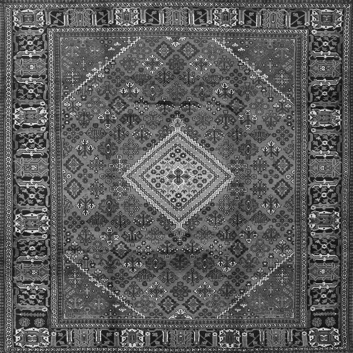 Round Machine Washable Persian Gray Traditional Rug, wshtr1208gry