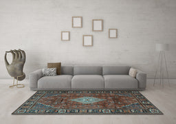 Machine Washable Persian Light Blue Traditional Rug in a Living Room, wshtr1208lblu