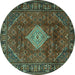 Round Persian Turquoise Traditional Rug, tr1208turq