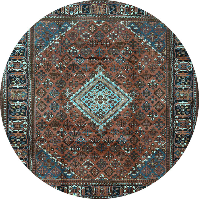 Round Machine Washable Persian Light Blue Traditional Rug, wshtr1208lblu