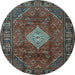 Round Machine Washable Persian Light Blue Traditional Rug, wshtr1208lblu