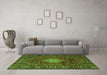 Machine Washable Persian Green Traditional Area Rugs in a Living Room,, wshtr1208grn