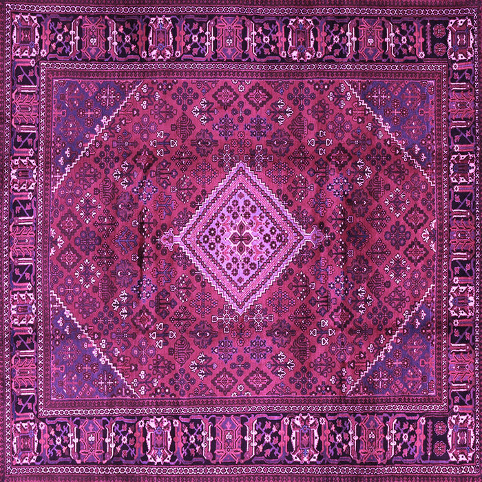 Square Machine Washable Persian Purple Traditional Area Rugs, wshtr1208pur