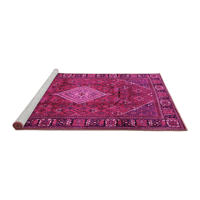 Sideview of Machine Washable Persian Pink Traditional Rug, wshtr1208pnk