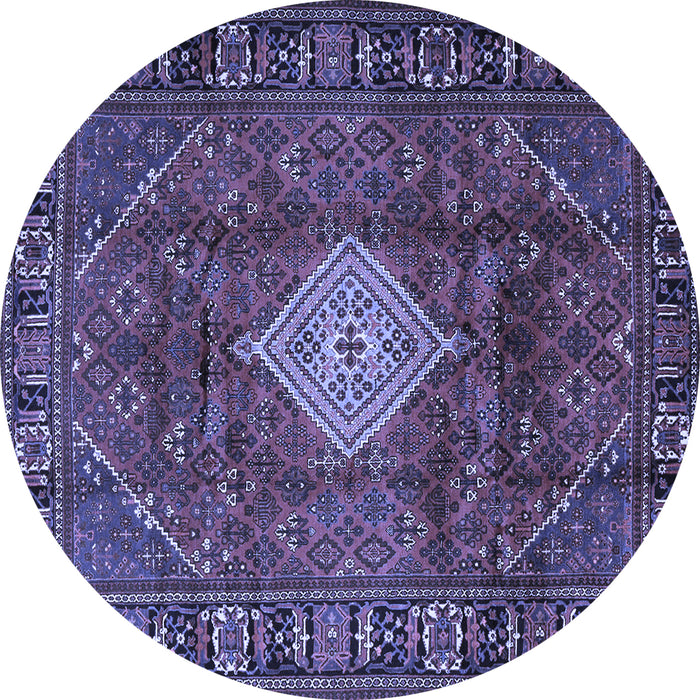 Round Machine Washable Persian Blue Traditional Rug, wshtr1208blu