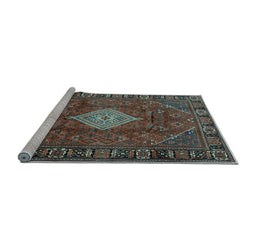 Sideview of Machine Washable Persian Light Blue Traditional Rug, wshtr1208lblu