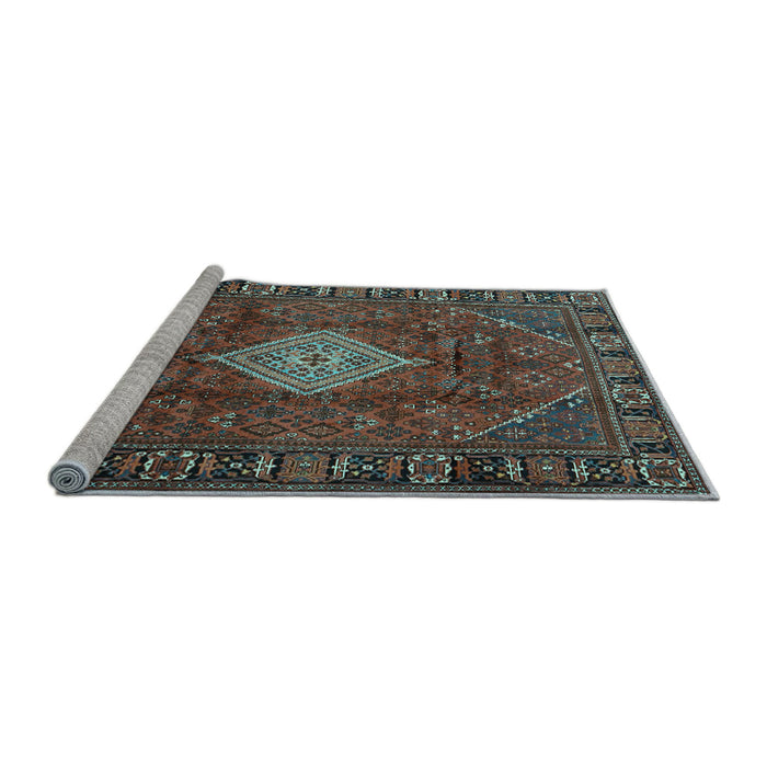 Sideview of Machine Washable Persian Light Blue Traditional Rug, wshtr1208lblu