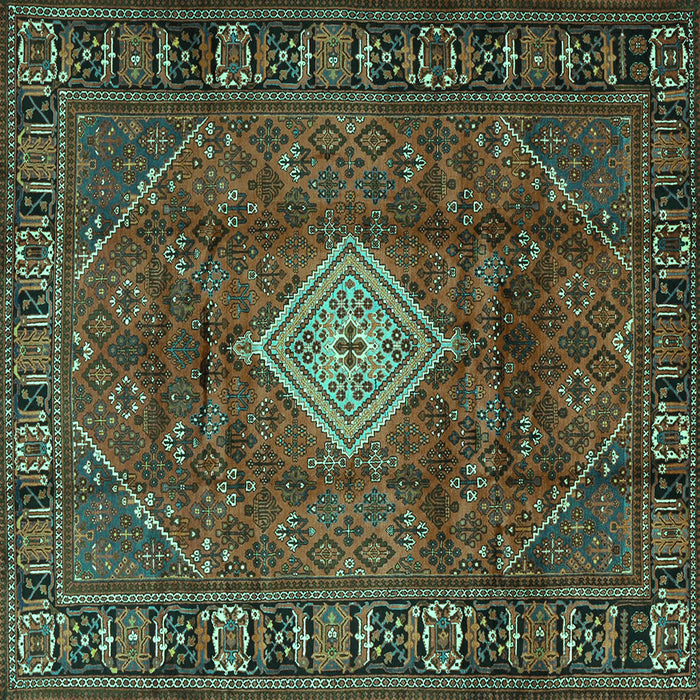 Square Persian Turquoise Traditional Rug, tr1208turq