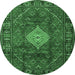 Round Persian Emerald Green Traditional Rug, tr1208emgrn