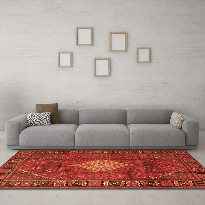 Machine Washable Persian Orange Traditional Area Rugs in a Living Room, wshtr1208org