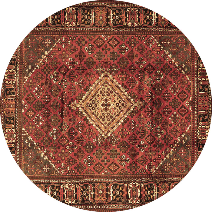 Round Persian Brown Traditional Rug, tr1208brn