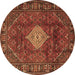 Round Persian Brown Traditional Rug, tr1208brn