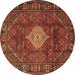 Round Machine Washable Persian Brown Traditional Rug, wshtr1208brn