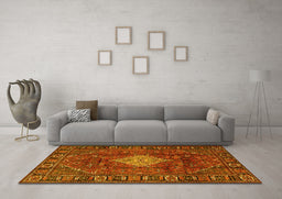 Machine Washable Persian Yellow Traditional Rug in a Living Room, wshtr1208yw