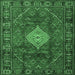 Square Machine Washable Persian Emerald Green Traditional Area Rugs, wshtr1208emgrn