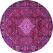 Round Machine Washable Persian Purple Traditional Area Rugs, wshtr1208pur