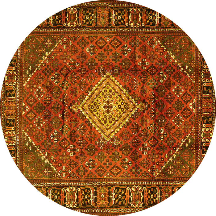 Round Persian Yellow Traditional Rug, tr1208yw