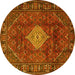 Round Persian Yellow Traditional Rug, tr1208yw