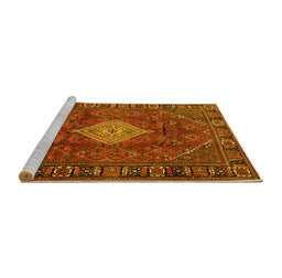 Sideview of Machine Washable Persian Yellow Traditional Rug, wshtr1208yw